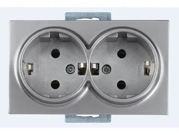 Розетка 2-ая (скрытая, с/з, керамика) серебро, DARIA, MUTLUSAN