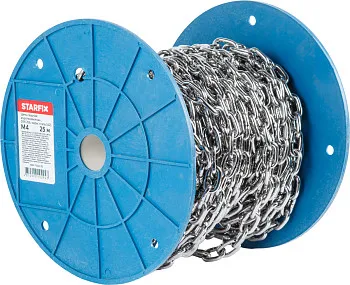 Цепь сварная короткозвенная М4 нерж.сталь (А2), DIN 766 (бухта 25м) STARFIX