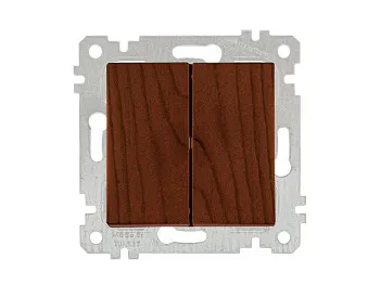 Выключатель 2-клав. (скрытый, без рамки, пруж. зажим) орех, RITA, MUTLUSAN