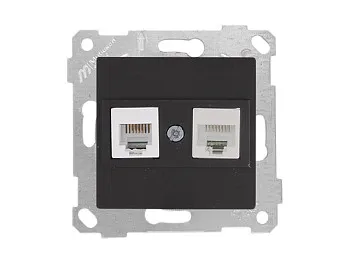 Розетка телефонная + компьютерная (RJ12+Cat5e, скрытая, без рамки) черная, RITA, MUTLUSAN