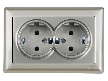 Розетка 2-ая (скрытая, с/з, керамика) титан, DARIA, MUTLUSAN