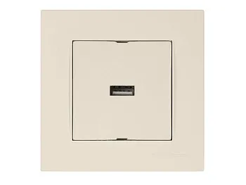 Розетка 1-ая USB (скрытая, горизонт.) кремовая, RITA, MUTLUSAN
