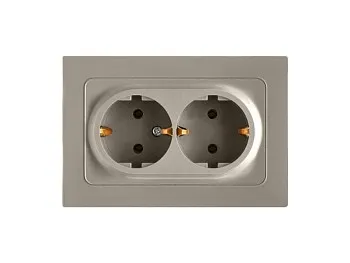 Розетка 2-ая (скрытая, с/з,) песочная, Astrum, BYLECTRICA