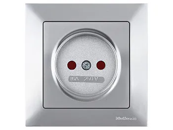 Розетка 1-ая (скрытая, б/з, шторки) серебро, DARIA, MUTLUSAN