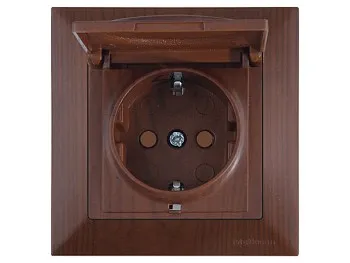 Розетка 1-ая (скрытая, с/з, шторки,с крышкой) орех, DARIA, MUTLUSAN