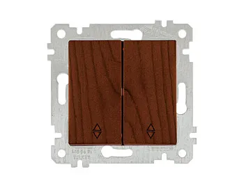 Выключатель проходной 2-клав. (скрытый, без рамки, винт. зажим) орех, RITA, MUTLUSAN