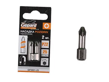 Насадка крестообразная PZ2 25мм  2шт торсионная GEPARD (GP3901-25)