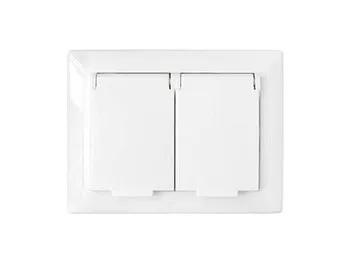 Розетка 2-ая (cкрытая, с/з, з/ш, брызг. защ.) белая, Стиль, Bylectrica