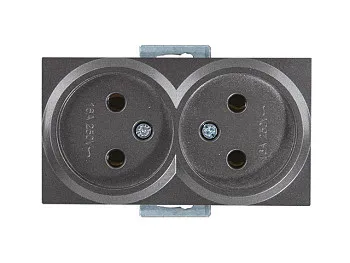 Розетка 2-ая (скрытая, б/з) дымчатая, RITA, MUTLUSAN