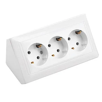Розетка 3-ая угловая (c/з) белая, Стиль, Bylectrica