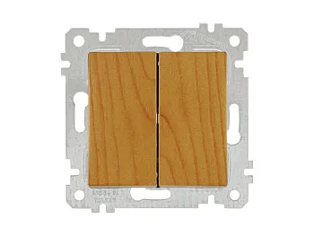 Выключатель 2-клав. (скрытый, без рамки, пруж. зажим) дуб, RITA, MUTLUSAN