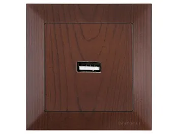 Розетка 1-ая USB (скрытая) орех, DARIA, MUTLUSAN
