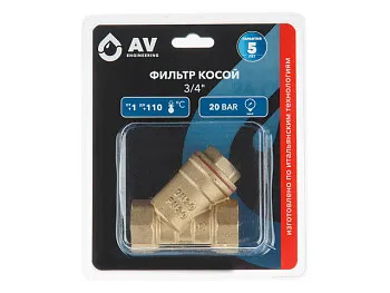 Фильтр косой 3/4" вн.-вн., AV Engineering (инд. упак.)