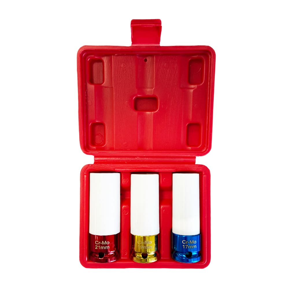 Набор тонкостенных насадок для откручивания колесных гаек и болтов 1/2" (17, 19, 21 мм) Хорекс Авто HZ 24.1.074SK