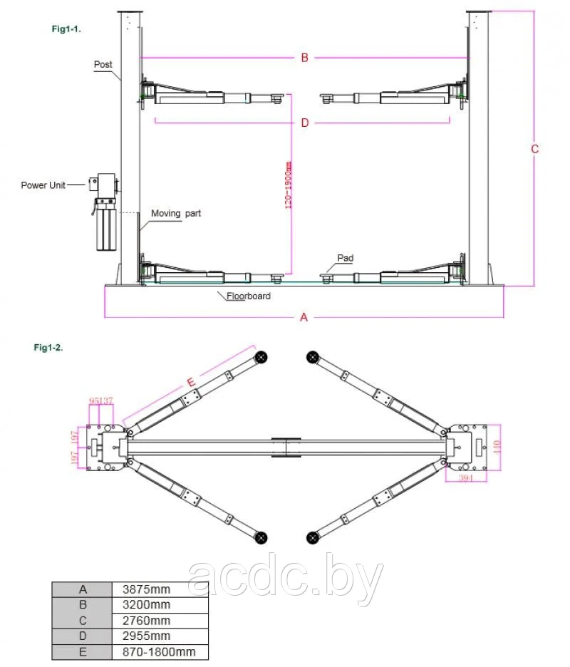 Сверхмощный Подъемник 2-х стоечный TTPF-10SPRO, 380В, г/п 5,5т