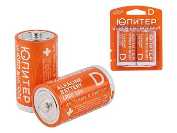 Батарейка D LR20 1,5V alkaline 2шт. ЮПИТЕР