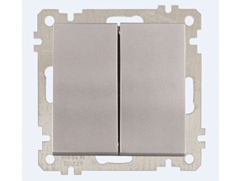Выключатель 2-клав. (скрытый, без рамки, пруж. зажим) серебро, DARIA, MUTLUSAN