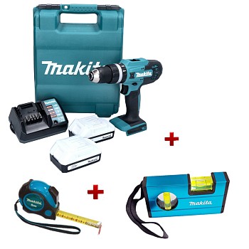 Аккум. дрель-шуруповерт MAKITA  HP 488 DWAE в чем. + АКЦИЯ рулетка и пузырьковй уровень в подарок