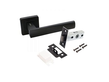 Комплект ручка и защелка АЛЛЮР АРТ "КОЛОМБО"  BL+L45-8 BL (23150/S45) матовый черный  (20) (компл)