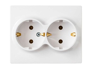 Розетка 2-ая (скрытая, с/з) белая, Мастер, BYLECTRICA