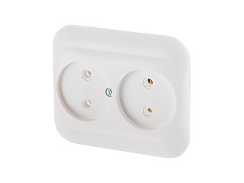 Розетка 2-ая (скрытая, б/з) белая, Эконом, Юпитер