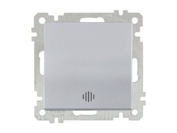 Выключатель 1-клав. (с подсветкой, скрытый, винт. зажим) серебро, ELITRA, MUTLUSAN