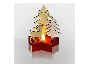 Деревянная фигурка с подсветкой "Олененок в лесу" 9*8*10 см