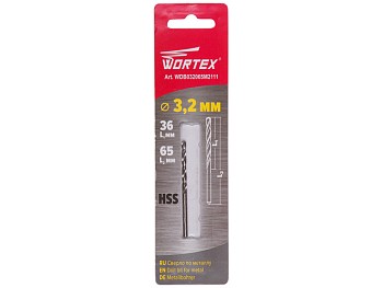 Сверло по металлу ц/х 3.2х36х65 мм HSS WORTEX