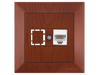 Розетка компьютерная 1xRJ45 (Cat5e, скрытая) вишня, DARIA, MUTLUSAN