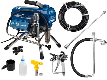 Безвоздушный окрасочный аппарат BULL BAS 2223 в кор. БЕСЩЕТ., 1300 Вт, 2,3 л/мин, 220 Бар