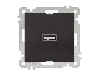 Розетка 1-ая USB (скрытая, без рамки) черная, DARIA, MUTLUSAN