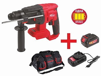 Аккум. перфоратор WORTEX CRH 1824-1 в кор. ALL1 + АКЦИЯ! (4А акб 1 шт., з/у, сумка)