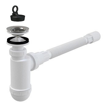 Сифон для умывальника O40 с нержавеющей peшeткой O63, Alcaplast