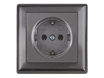 Розетка 1-ая (скрытая, с/з) дымчатый, DARIA, MUTLUSAN