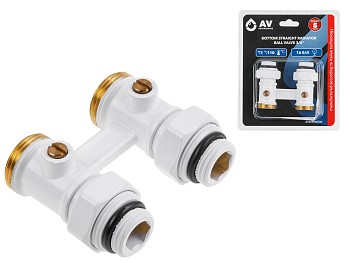 Клапан прямой шаровый 3/4" нар. для радиатора (мультифлекс), Белый, AV Engineering (инд. упак.)