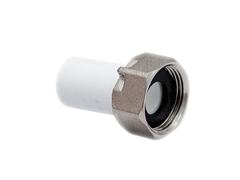 Штуцер ПП для присоединения счетчика воды 20х3/4", бел. РТП