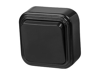 Выключатель 1 клав. (открытый, до 6А) черный, Стандарт, Юпитер