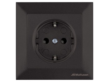 Розетка 1-ая (скрытая, с/з, шторки) черная, DARIA, MUTLUSAN