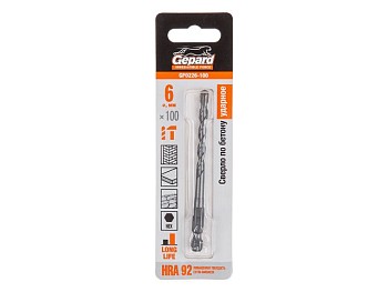 Сверло по бетону  6х100мм шестигр. GEPARD (GP0226-100)