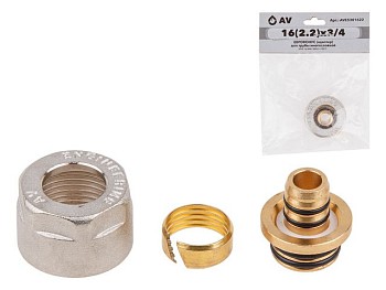 Евроконус (адаптер) 16(2.2) х 3/4" вн. для труб PEX, AV Engineering (инд. упак.)