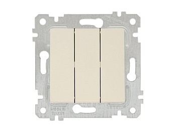 Выключатель 3-клав. (скрытый, без рамки, винт. зажим) кремовы, RITA, MUTLUSAN