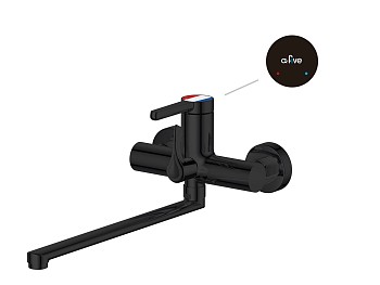 Смеситель для ванны (Lt) D35, серия Lotus черный, a-five