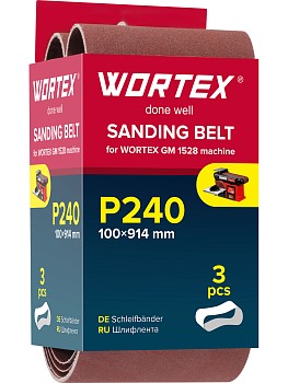 Шлифлента 100x914 мм P240 бесконечная 3 шт. для станка WORTEX GM 1528
