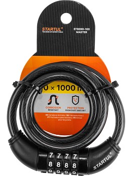 Замок велосипедный кодовый 10х1000мм STARTUL MASTER (ST8090-100)