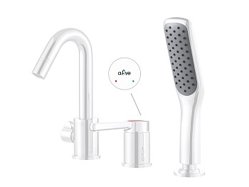 Смеситель для ванны (Lt) D35, серия Lotus белый, a-five