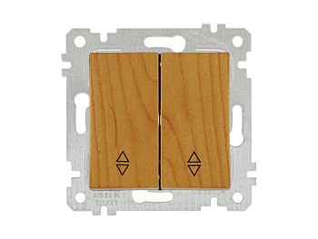 Выключатель проходной 2-клав. (скрытый, без рамки, пруж. зажим) дуб, RITA, MUTLUSAN