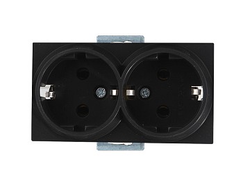 Розетка 2-ая (скрытая, с/з) черная, RITA, MUTLUSAN