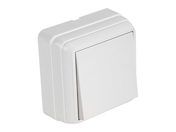 Выключатель 1-клав. (открытый) белый, BRON, MUTLUSAN