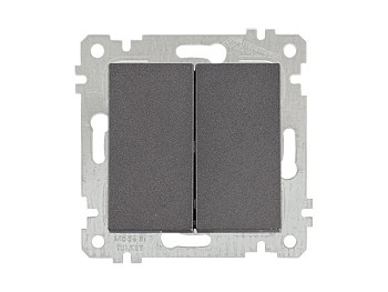 Выключатель 2-клав. (скрытый, без рамки, винт. зажим) дымчатый, RITA, MUTLUSAN