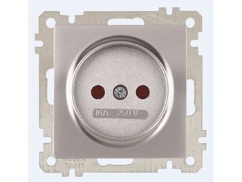 Розетка 1-ая (скрытая, без рамки, б/з, шторки) серебро, DARIA, MUTLUSAN